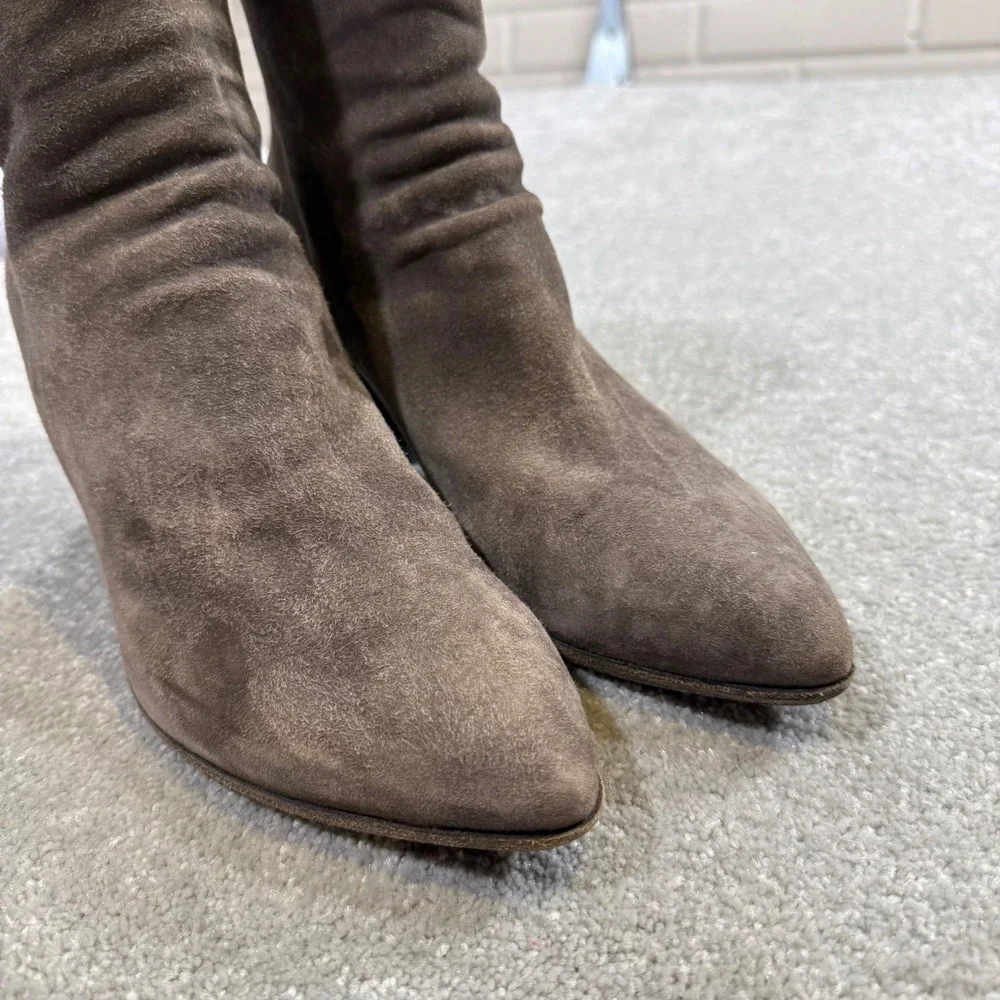 Officine Creative Suede Ankle Boots Taupe Gray Western Pointed Toe EU 40.5 Italy